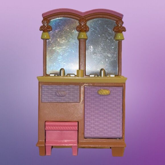 Vintage Fisher Price Loving Family Dollhouse Bathroom Vanity Double Sink B20 - Picture 2 of 7